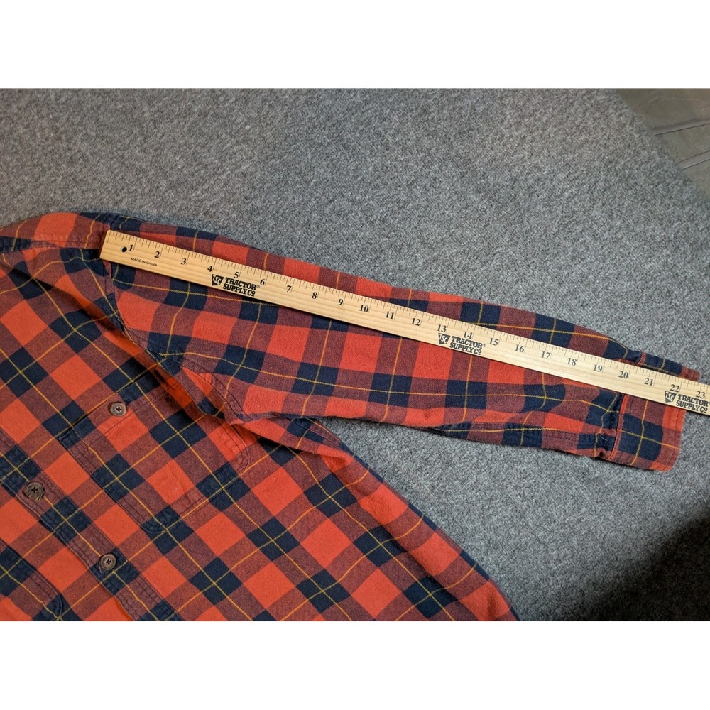 Duluth‎ Trading Shirt Men's Med Orange Plaid Button Up Long Sleeve Soft Flannel - Picture 5 of 10